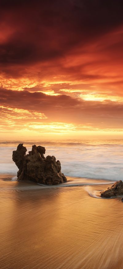 Fond d'écran iPhone Long Exposure Beach Waves 4k