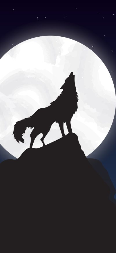 Fond d'écran iPhone Wolf Howling Night Illustration