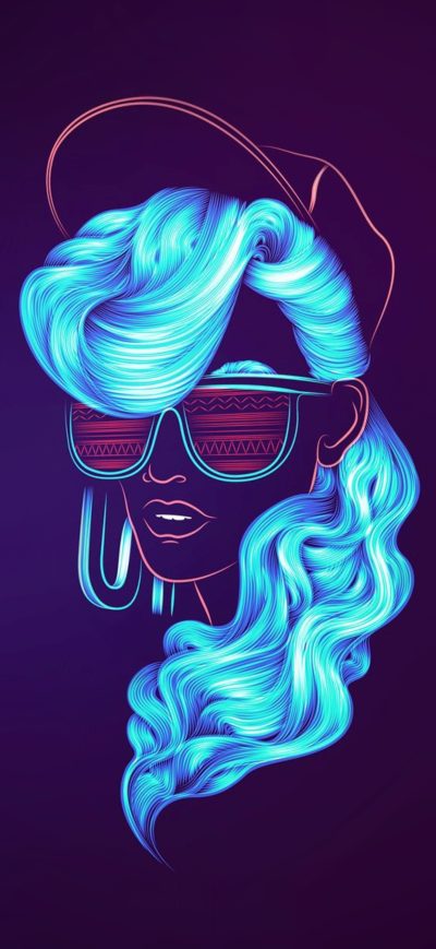 Fond d'écran iPhone Neonwave Girl Portrait 5k
