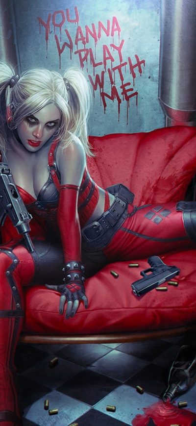 Fond d'écran Harley Quinn DC sur iPhone