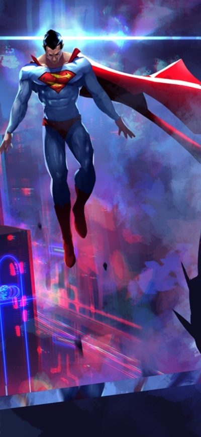 Fond d'écran iPhone Batman Vs Superman Neon Lights Artwork