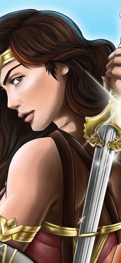 Fond d'écran iPhone Wonder Woman God Killer Sword 4k