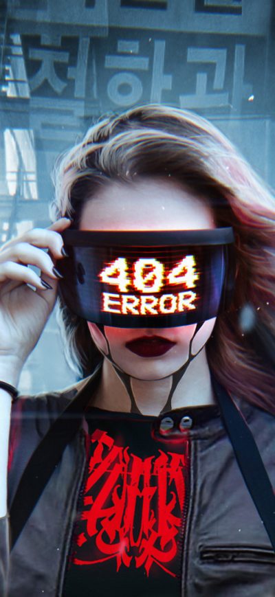 Fond d'écran iPhone 404 Error Cyberpuk Girl