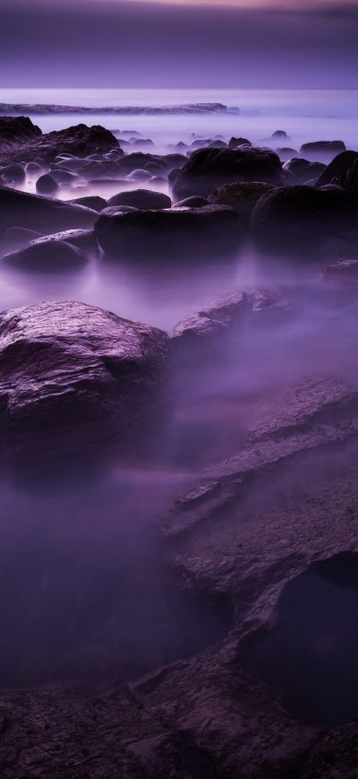 Fond d'écran iPhone Rocks Shore Long Exposure 8k