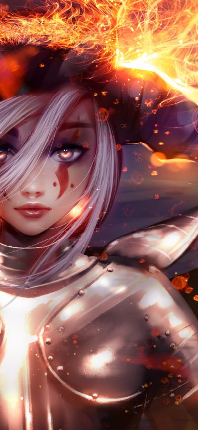 Fond d'écran iPhone Fire Warrior Artwork