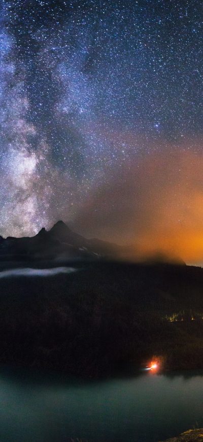 Fond d'écran iPhone Lake Diablo Milky Way