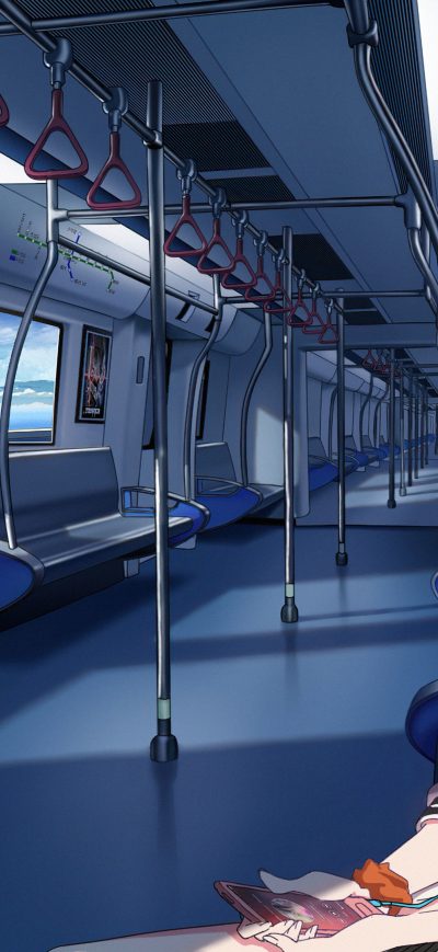 Fond d'écran iPhone Anime Girl In Train Listening Music 4k