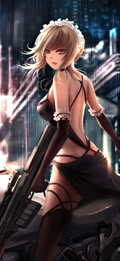 Fond d'écran iPhone Dark Knight Cyber Bike Anime Girl 4k