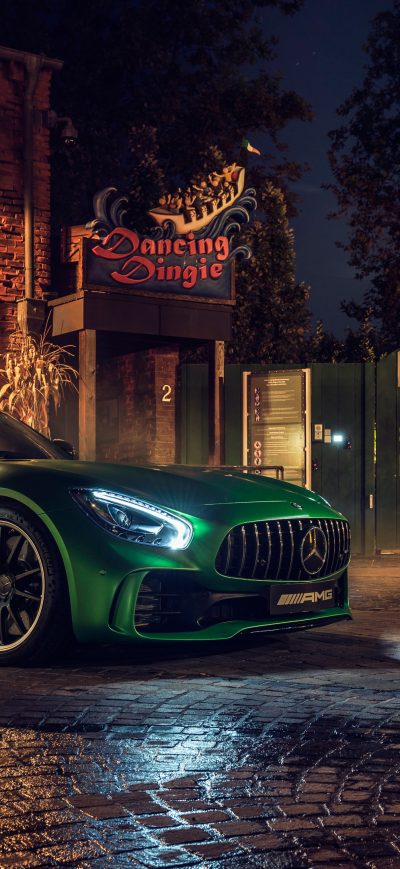 Fond d'écran iPhone Green Mercedes AMG GT R Front
