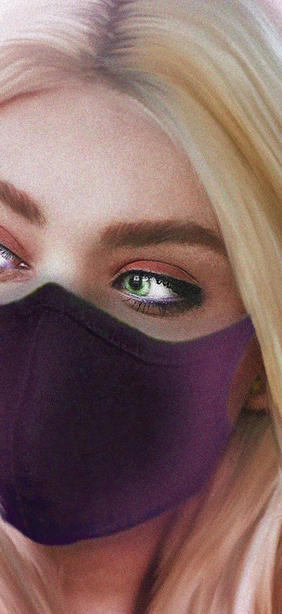 Fond d'écran iPhone Blonde Girl Green Eyes With Mask 4k