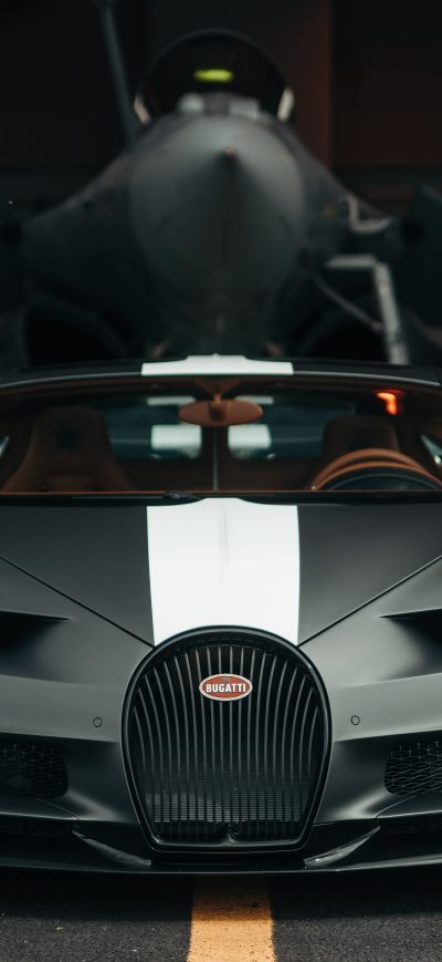 Fond d'écran iPhone Bugatti Chiron Meets Dassault Rafale Marine Jet 5k