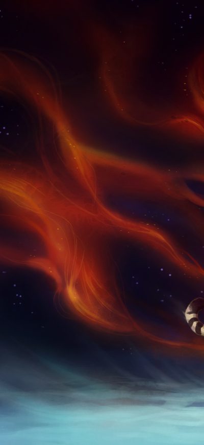 Fond d'écran iPhone Tiger Fantasy Magical Flame 4k