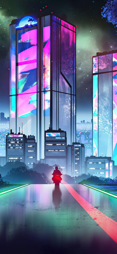 Fond d'écran iPhone Cyberpunk City Ride 5k