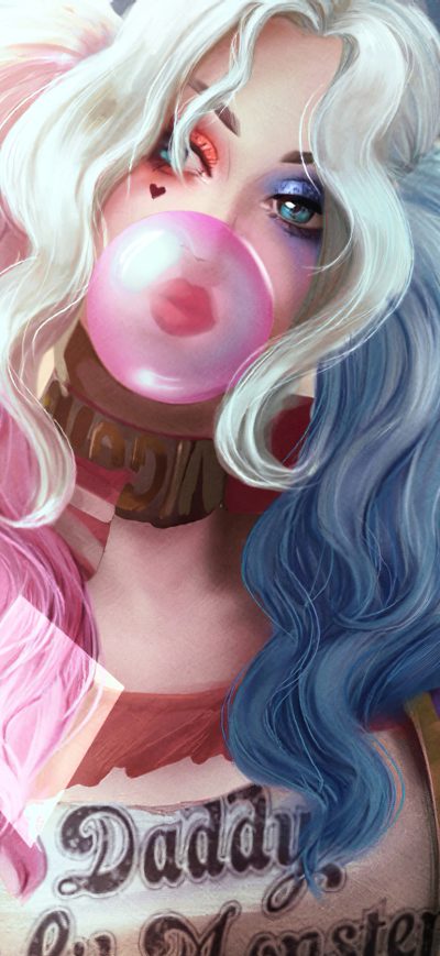 Fond d'écran iPhone Harley Quinn Bubble Gum