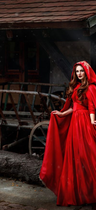 Fond d'écran iPhone Red Dress Village Girl