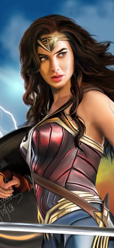 Fond d'écran iPhone Wonder Woman Digital Drawing 5k