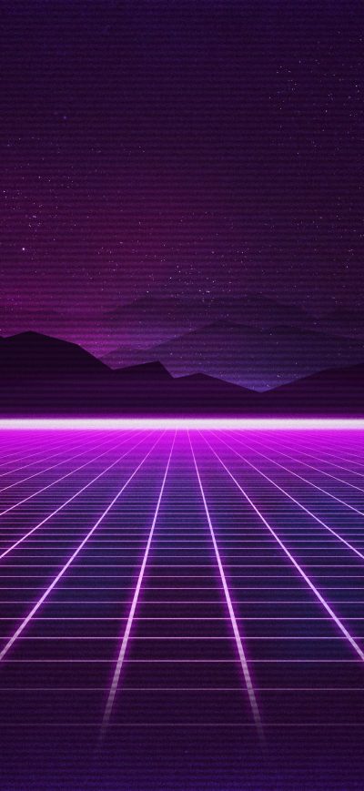 Fond d'écran iPhone Retrowave Grid Mountain