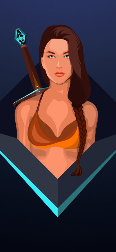 Fond d'écran iPhone Skyrim Warrior Girl Digital Art 8k