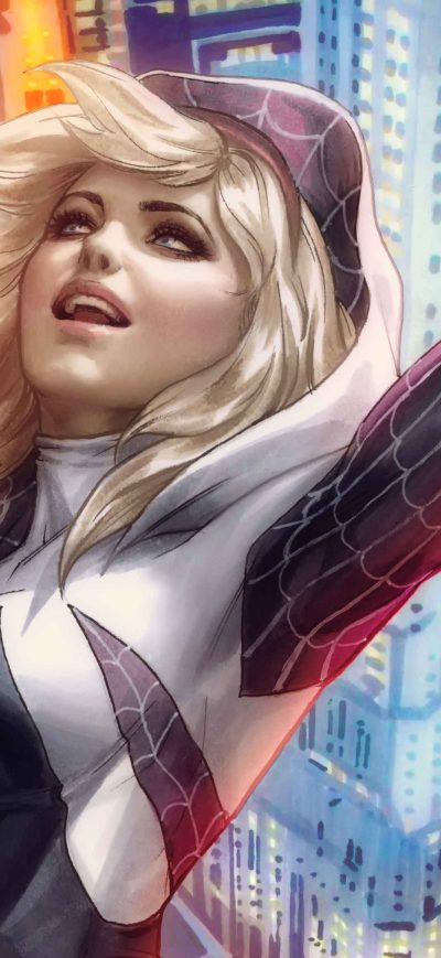 Fond d'écran Spider Gwen Art 4k sur iPhone