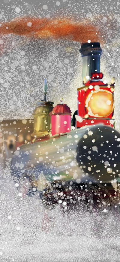Fond d'écran iPhone Train Snow Snowflakes Artwork 8k