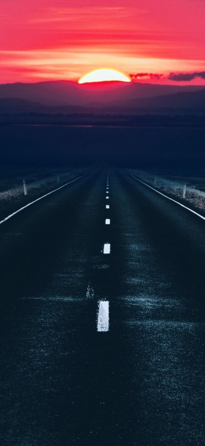 Fond d'écran iPhone Long Alone Dark Road Sunset View