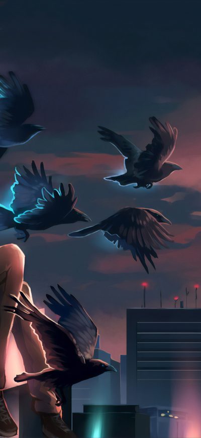 Fond d'écran Night Lights Anime sur iPhone