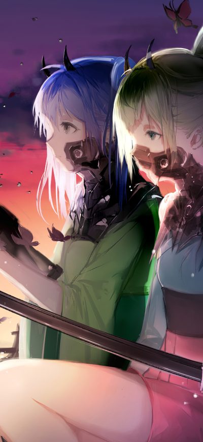 Fond d'écran iPhone Anime Girls Horned 4k