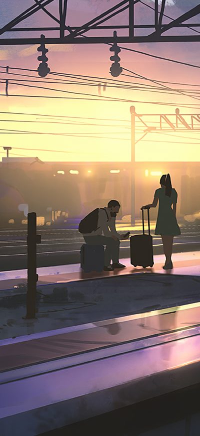 Fond d'écran iPhone Going Home Back Train Platform 4k