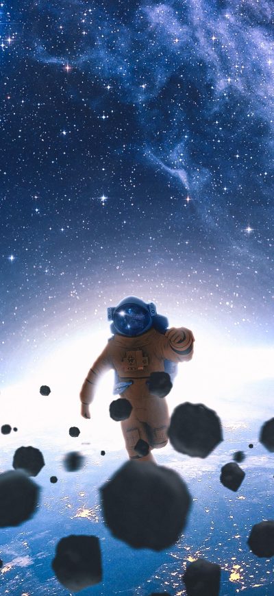 Fond d'écran iPhone Astronaut Running In Space 4k