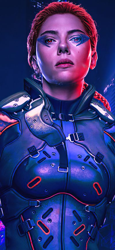 Fond d'écran iPhone Black Widow Cyberpunk 4k