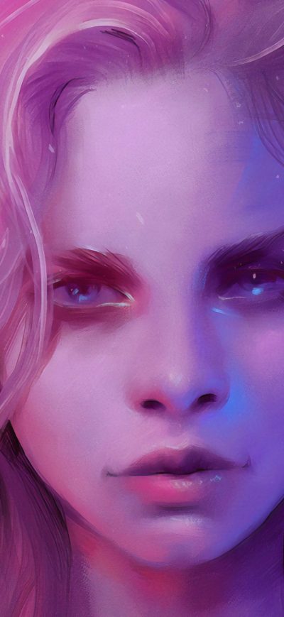 Fond d'écran iPhone Pink Girl Portrait Art 4k