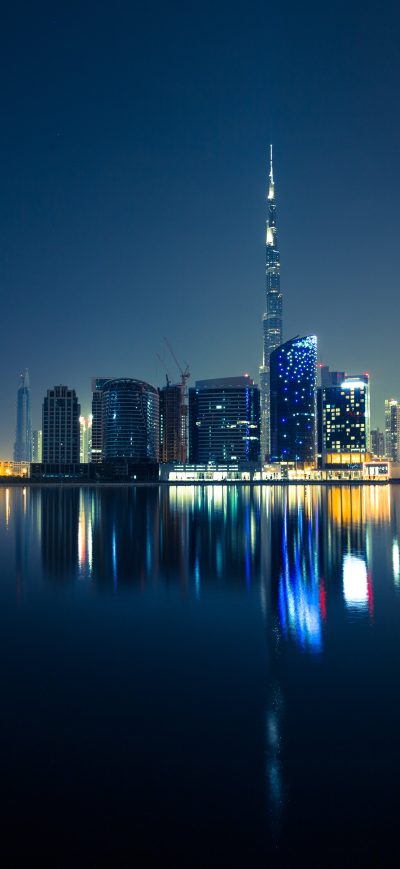 Fond d'écran iPhone Dubai Skyscrapers Emirates UAE Night 5k