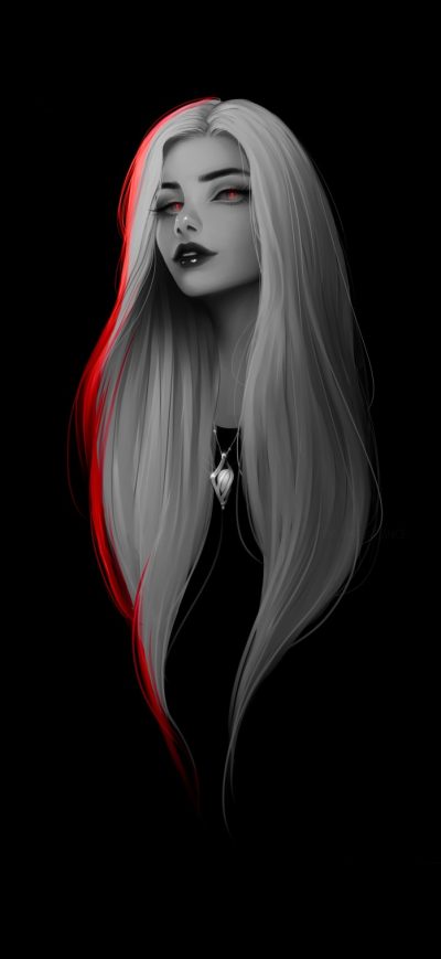 Fond d'écran iPhone Women White Long Hairs Dark Minimalism