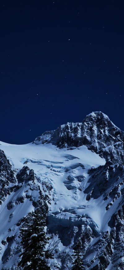 Fond d'écran iPhone Snow Capped Mountains During Night Time 5k