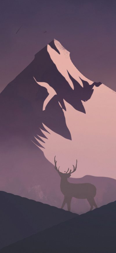 Fond d'écran iPhone Reindeer Mountains Minimal 5k
