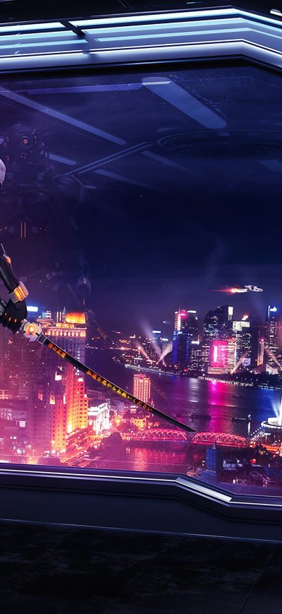 Fond d'écran iPhone Scifi City Robot 4k