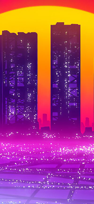 Fond d'écran iPhone Buildings Fall Synthwave