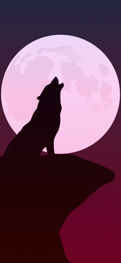 Fond d'écran iPhone Howling Wolf Minimalist 4k