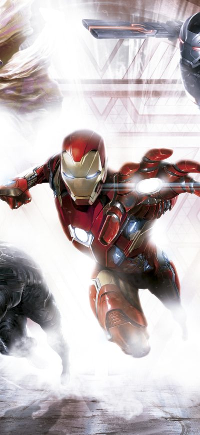 Fond d'écran iPhone Capitan America Civil War Team Iron Man Artwork 5k