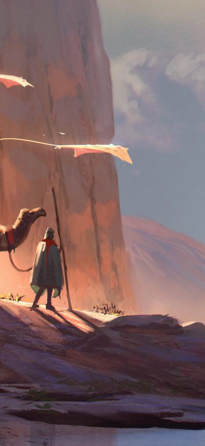 Fond d'écran iPhone Digital Art Camel Desert 4k