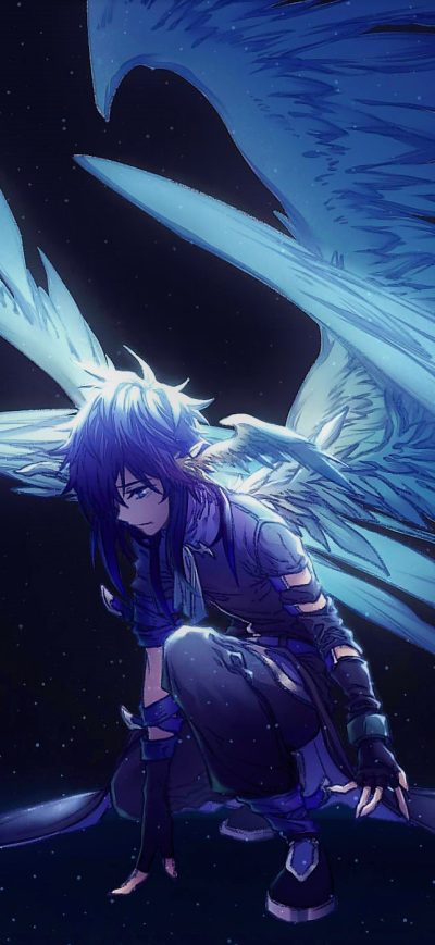 Fond d'écran iPhone Blue Angel With Wings Anime