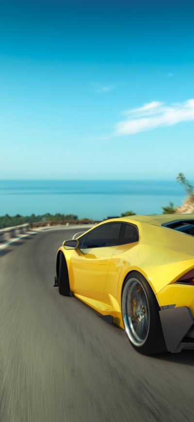 Fond d'écran iPhone Yellow Lamborghini Huracan Rear
