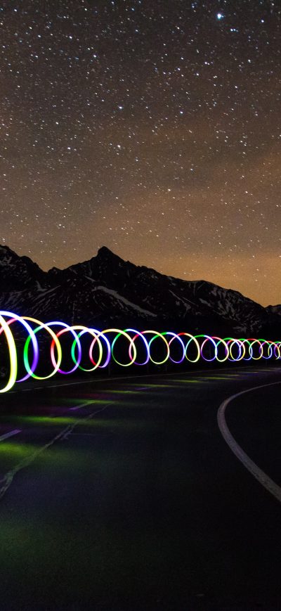 Fond d'écran iPhone Asphalt Light Streaks Long Exposure Road 5k