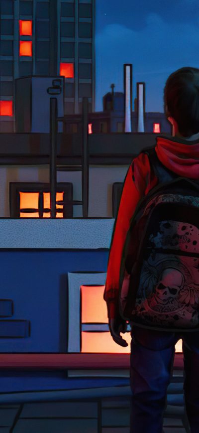 Fond d'écran iPhone Out Of My Mind Boy With Backpack In Back 5k