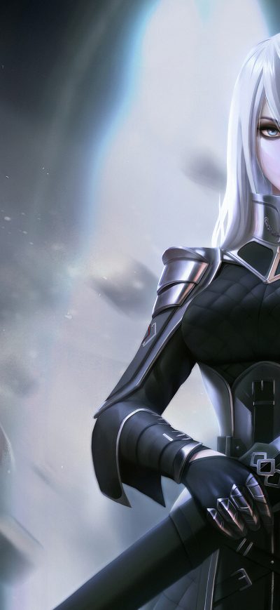 Fond d'écran iPhone White Hair Black Dress Warrior