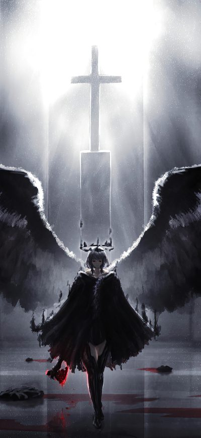 Fond d'écran iPhone Anime Asian Wing Girl 4k