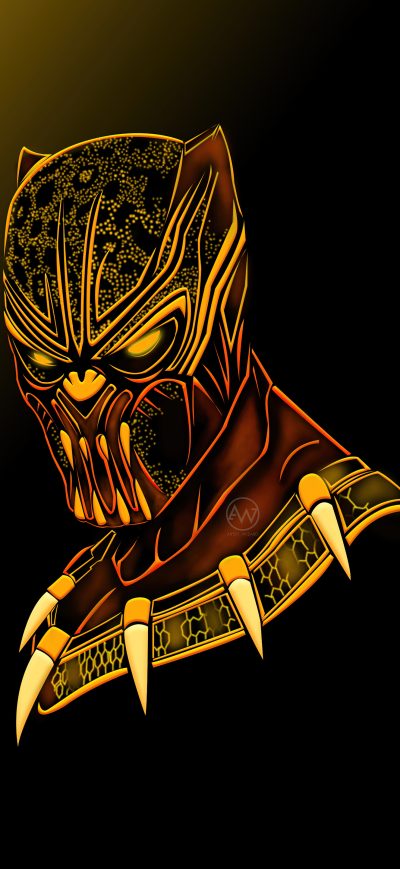 Fond d'écran iPhone Black Panther Gold Minimal 5k