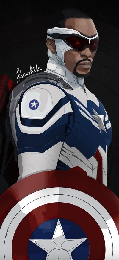 Fond d'écran iPhone Captain America Sam Wilson Minimal 5k