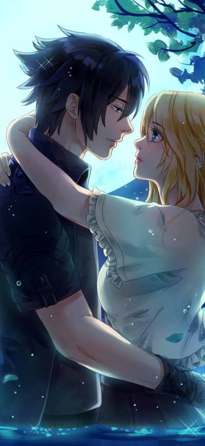 Fond d'écran iPhone Noctis And Stella From Final Fantasy XV Under The Moon