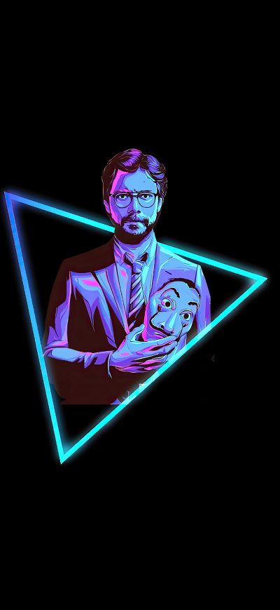 Fond d'écran iPhone Professor Money Heist Minimal Neon 4k